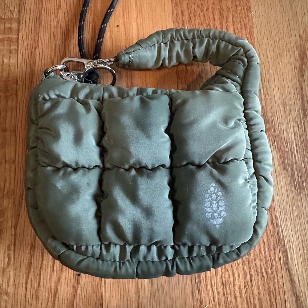 Free People Quilted Olive Green Women's Puffer Micro Pouch
